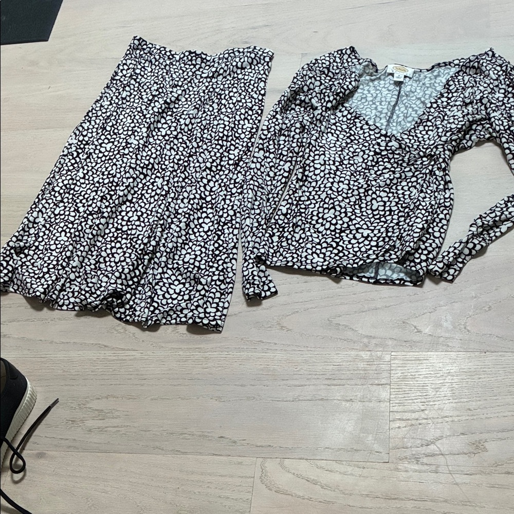 Talbots Black and White Skirt Set